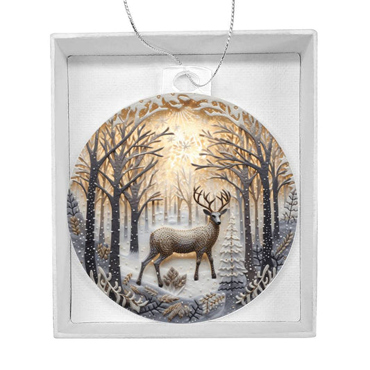 Deer in Snow Christmas Ornament-[product type]