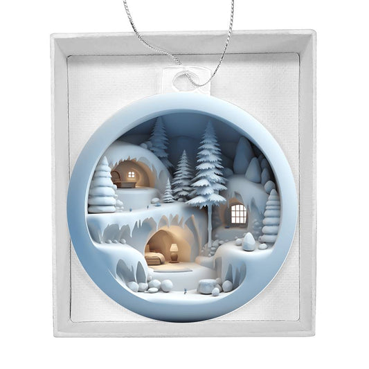 Winter Scene 3d Effect Acrylic Ornament-[product type]