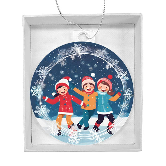 Snow Day Kid's Playing Christmas Ornament-[Heartfelt Family Gift]