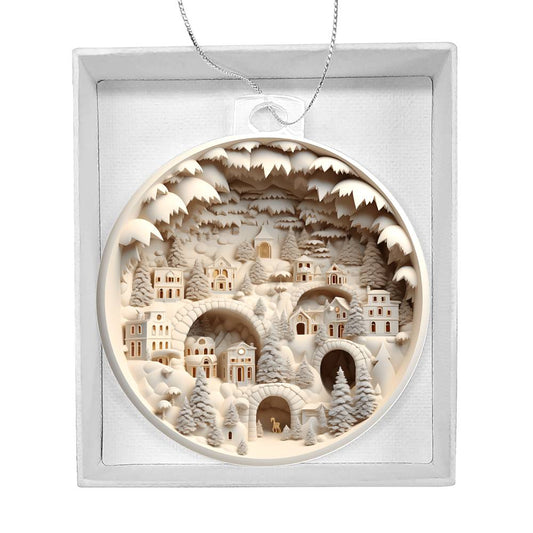 Winter Scene 3d Effect Acrylic Ornament-[product type]