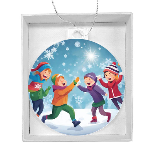 Snow Day Snowball Fight Christmas Ornament-[product type]