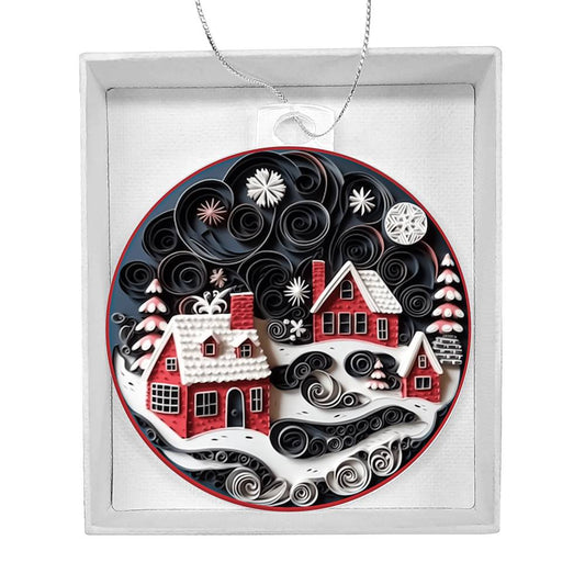 Christmas Village Acrylic Ornament-[product type]