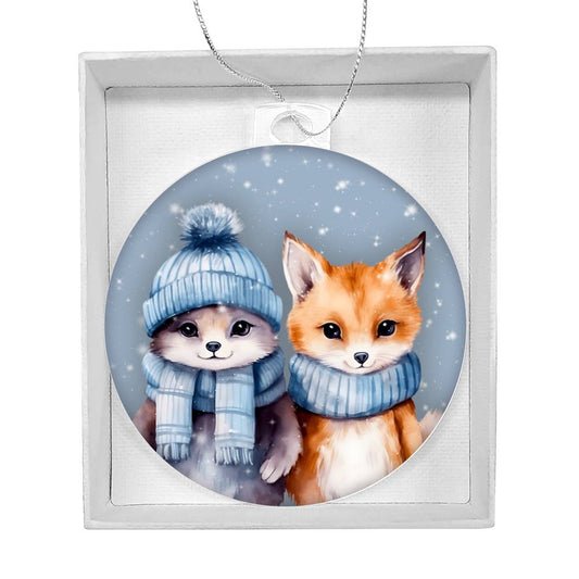 Winter Safari Animals Christmas Ornament-[product type]