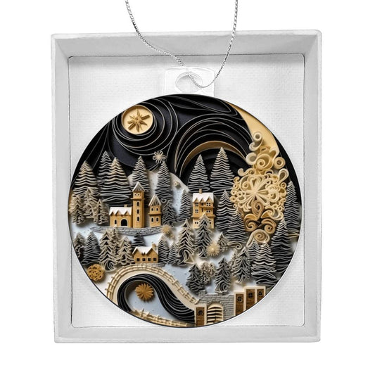 Village Quilling Effect Acrylic Ornament-[product type]