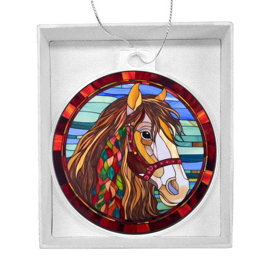 Stainglass Horse Christmas Ornament-[product type]