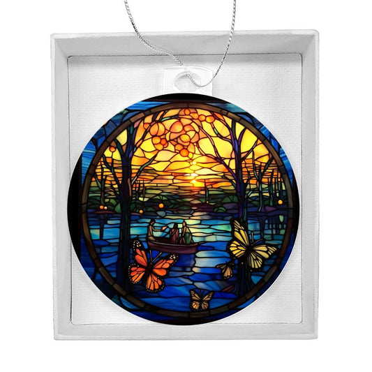 Butterflies in the Woods Acrylic Christmas Ornament-[product type]