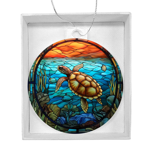 Sea Turtle Acrylic Christmas Ornament-[product type]