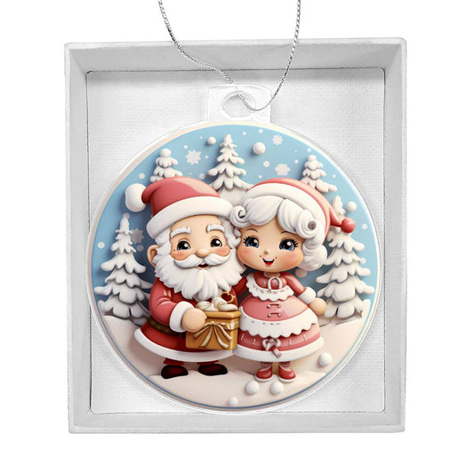 Pastel Pink and Blue Mr and Mrs Clause Acrylic Christmas Ornament-[product type]