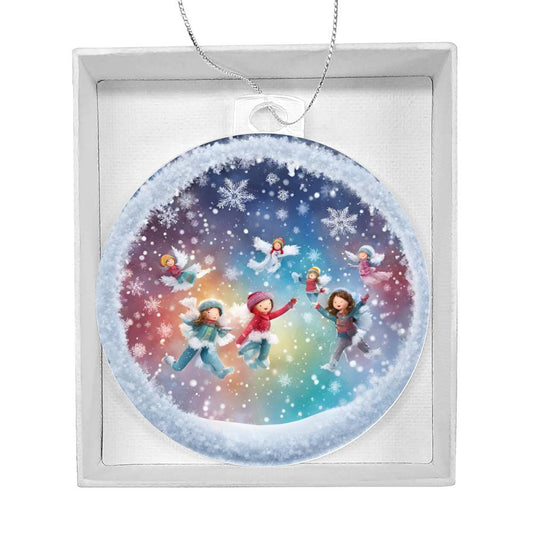 Snow Day Snow Angels Christmas Ornament-[product type]