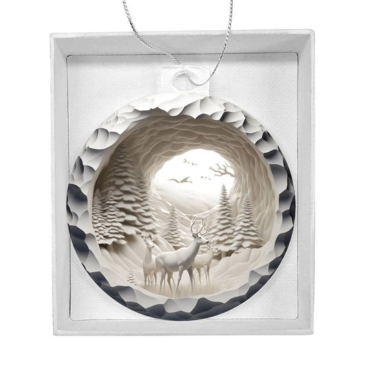 Winter Deer 3d Effect Acrylic Ornament-[product type]