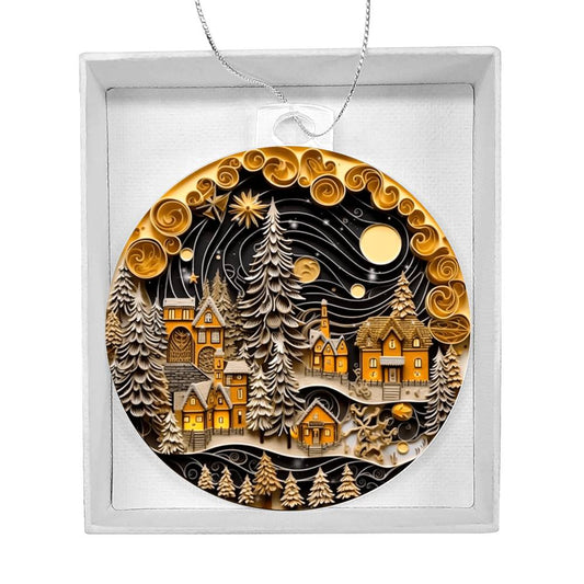 Christmas Village Acrylic Ornament-[product type]