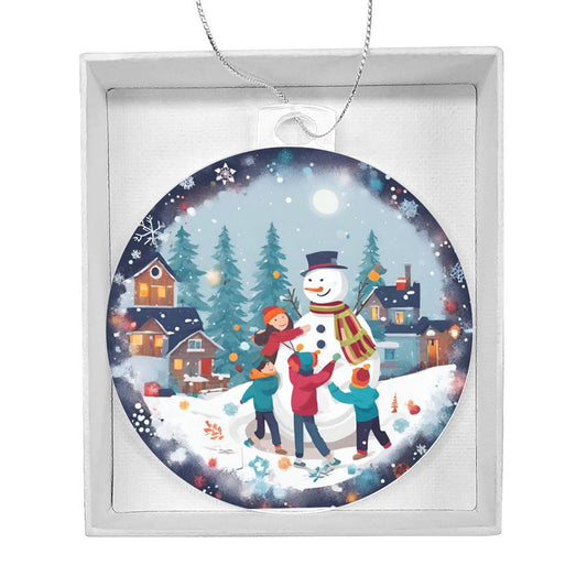 Kids Snow Day Building a Snowman Christmas Ornament - Fun Winter Activity-[Heartfelt Family Gift]