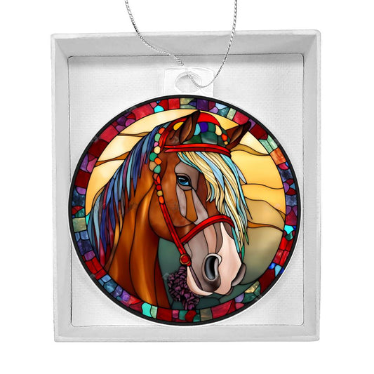 Handcrafted Stained Glass Horse Christmas Ornament - Perfect Holiday Decoration-[Heartfelt Family Gift]