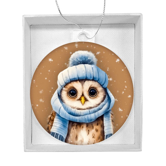 Winter Owl Christmas Ornament-[product type]