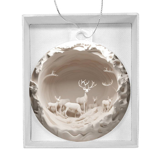 Winter Deer 3d Effect Acrylic Ornament-[product type]