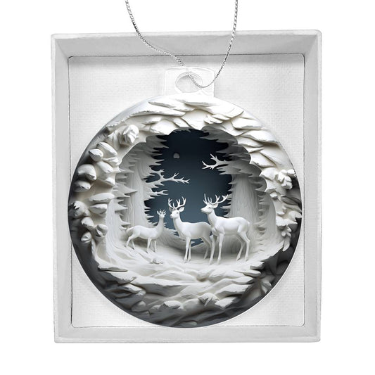 Winter Deer 3d Effect Acrylic Ornament-[product type]