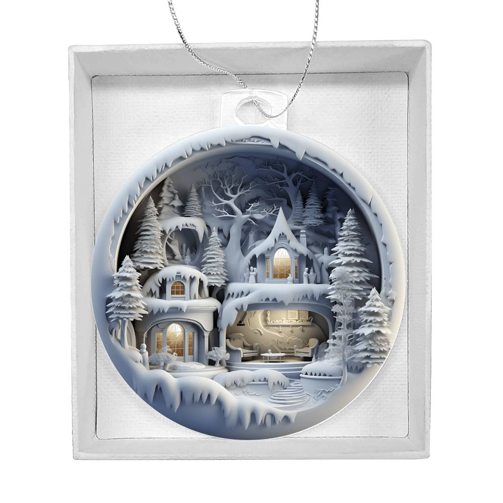 Winter Scene 3d Effect Acrylic Ornament-[product type]