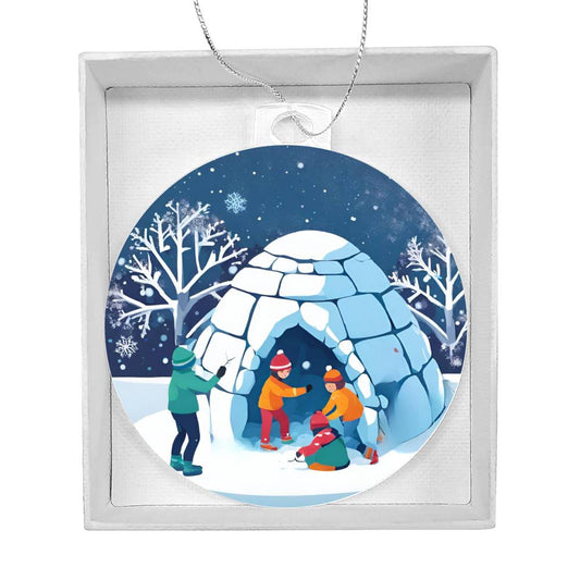 Kids Snow Day Building Igloo Ornament - Fun Winter Activity for Children-[Heartfelt Family Gift]