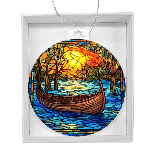 Canoe Acrylic Christmas Ornament - Festive Holiday Decor for Nature Lovers-[Heartfelt Family Gift]