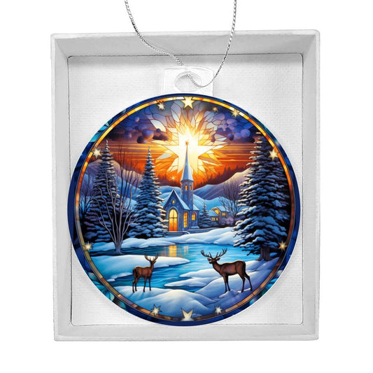 Deer in Snow Christmas Ornament-[product type]