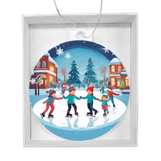 Snow Day Ice Skating Christmas Ornament-[product type]