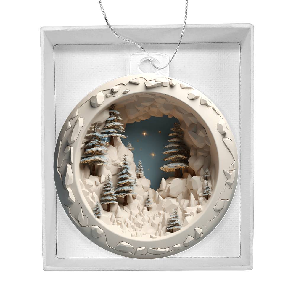 Winter Scene 3d Effect Acrylic Ornament-[product type]