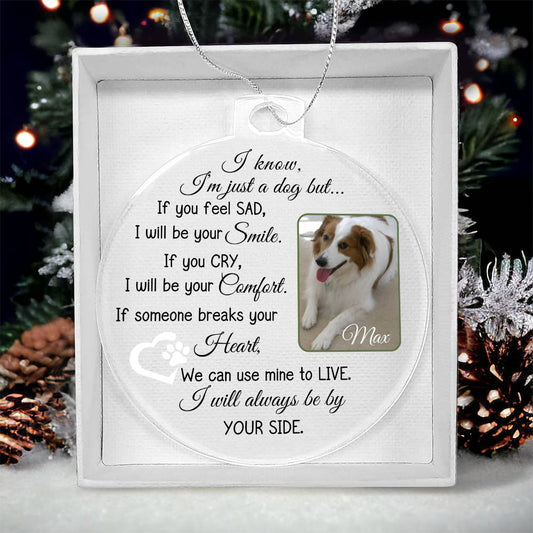 Personalized Dog Photo and Name Acrylic Christmas Ornament-[product type]