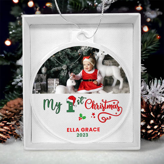 Babies 1st Christmas Personalized Photo Ornament-[product type]