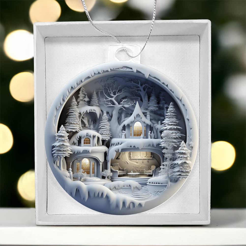 Winter Scene 3d Effect Acrylic Ornament-[product type]