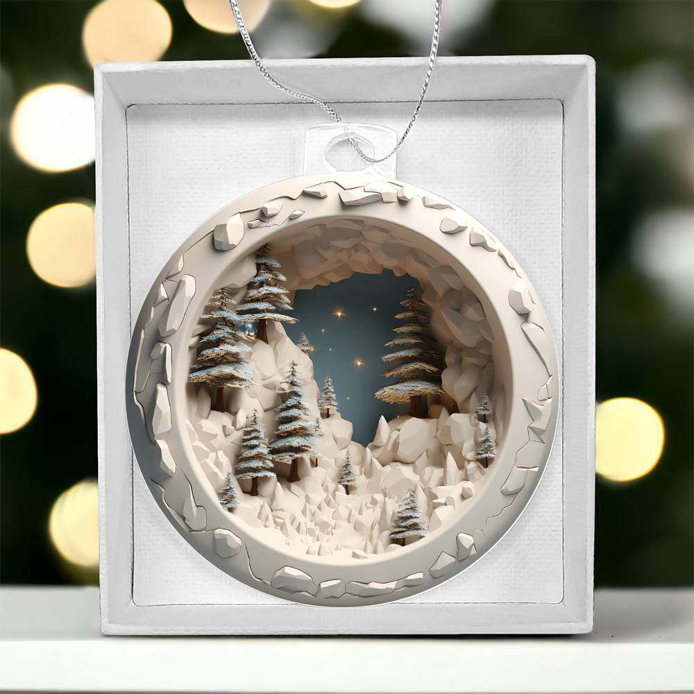 Winter Scene 3d Effect Acrylic Ornament-[product type]