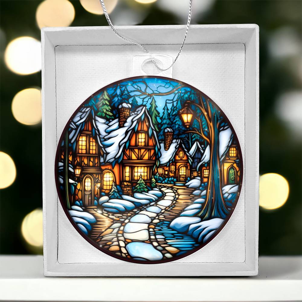 Stained Glass Christmas Village Ornament-[Heartfelt Family Gift]