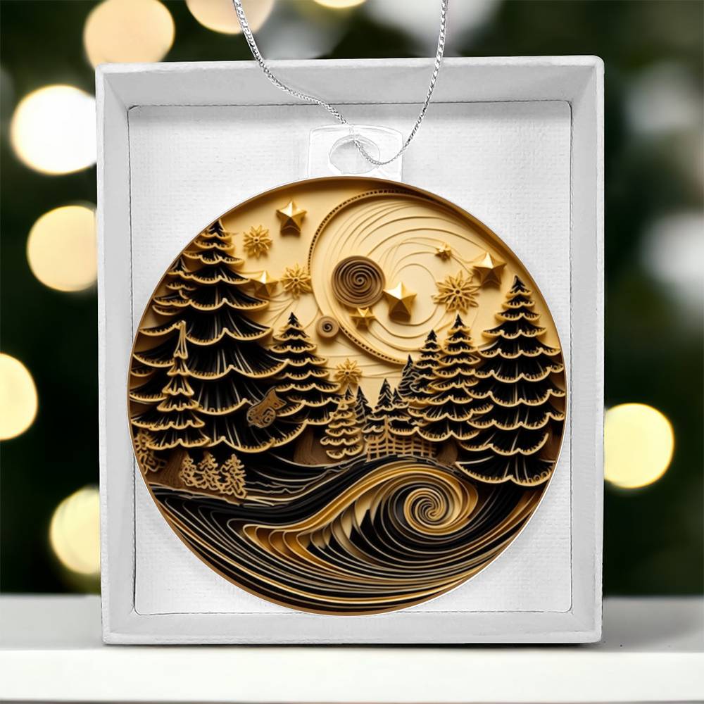 Christmas Forrest Quilling Effect Acrylic Ornament-[product type]