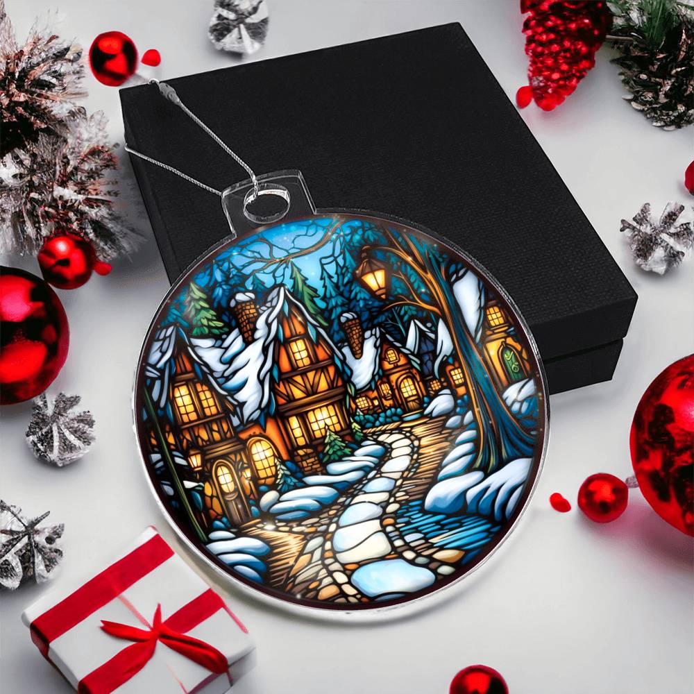 Stained Glass Christmas Village Ornament-[Heartfelt Family Gift]