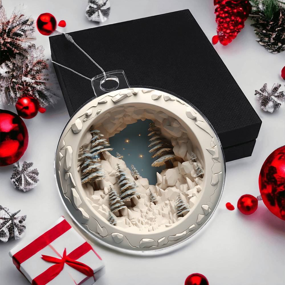 Winter Scene 3d Effect Acrylic Ornament-[product type]