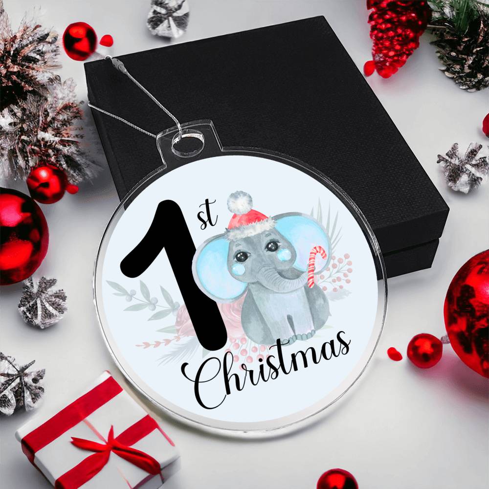 Baby's 1st Christmas Blue Elephant Christmas Tree Ornament-[product type]