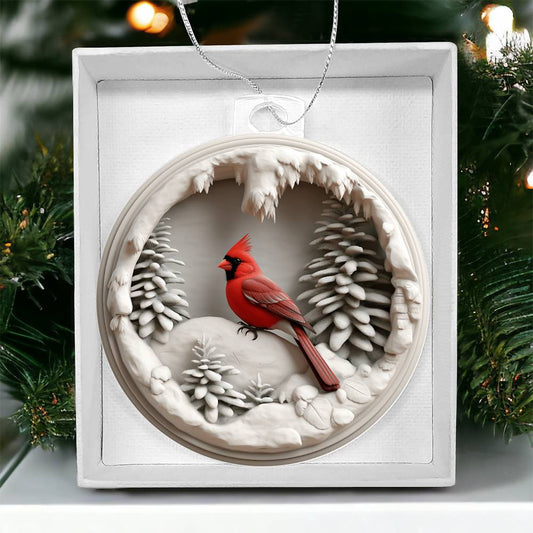 Cardinal 3d Effect Acrylic Ornament-[product type]