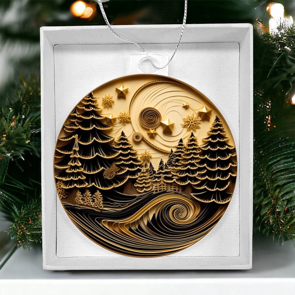 Christmas Forrest Quilling Effect Acrylic Ornament-[product type]