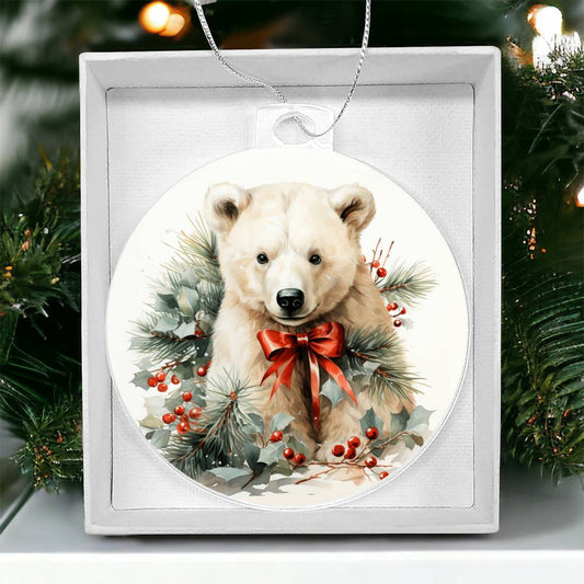 Bear Acrylic Christmas Ornament-[product type]