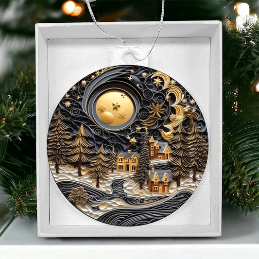 Village Quilling Effect Acrylic Ornament-[product type]