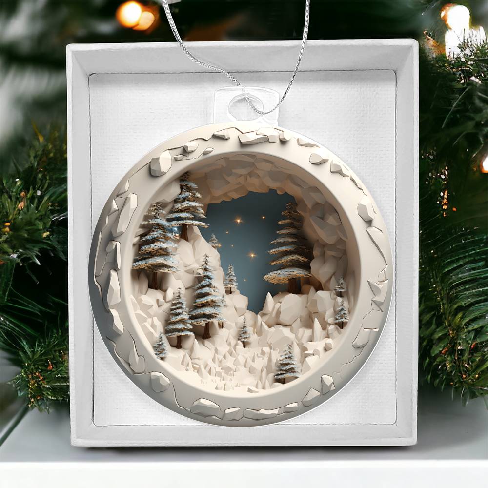 Winter Scene 3d Effect Acrylic Ornament-[product type]