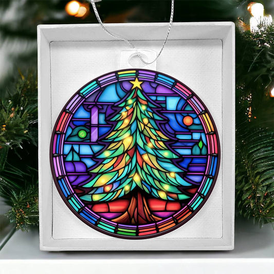 Stained Glass Christmas Tree Ornament-[product type]