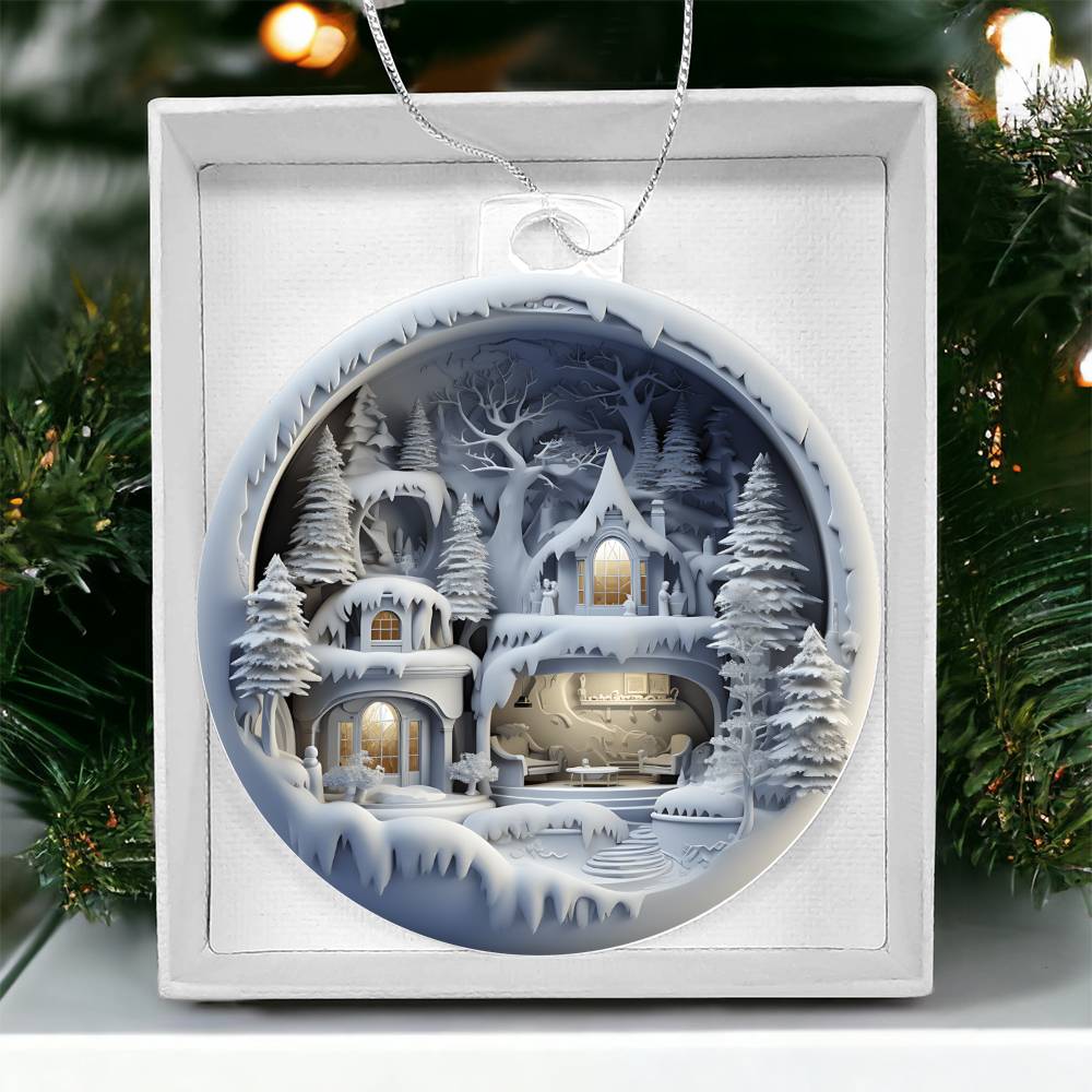 Winter Scene 3d Effect Acrylic Ornament-[product type]