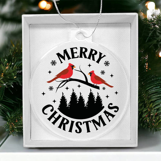 Merry Christmas Cardinal Acrylic Ornament-[product type]