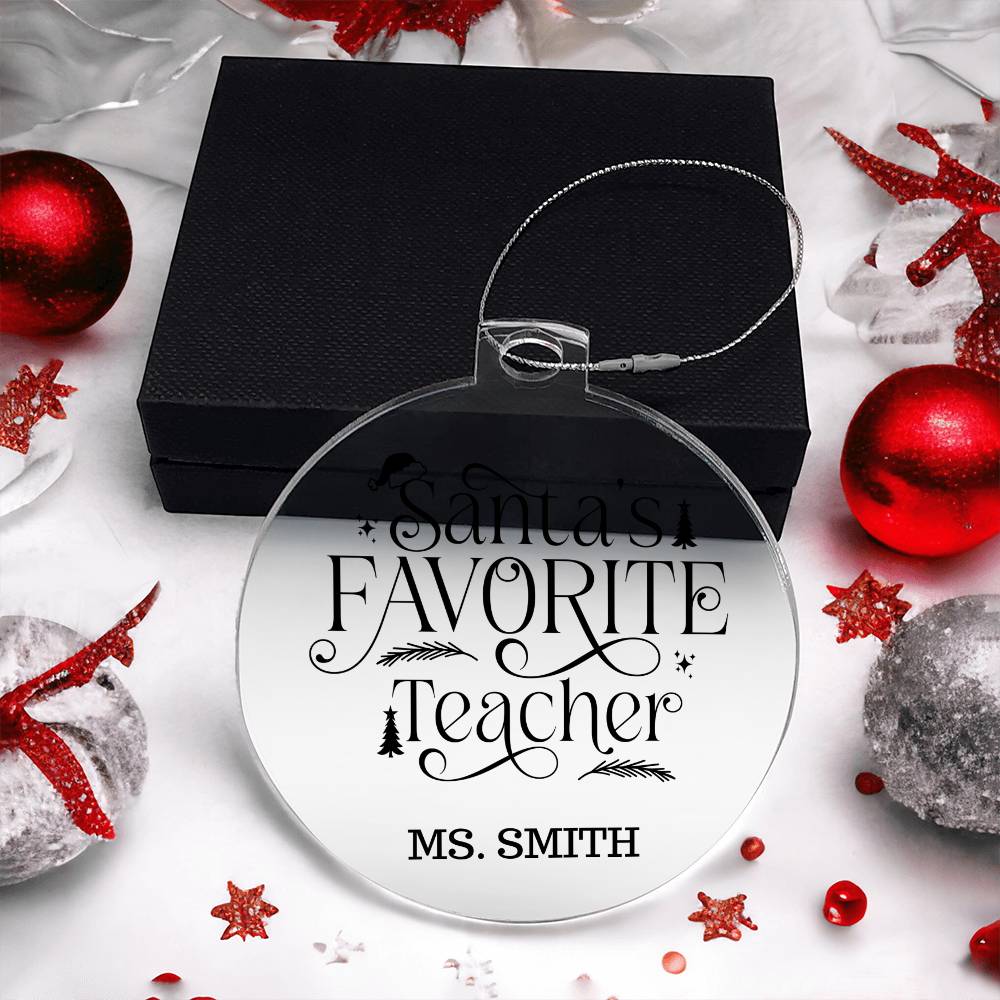 Santa's Favorite Teacher Personalized Christmas Ornament-[product type]