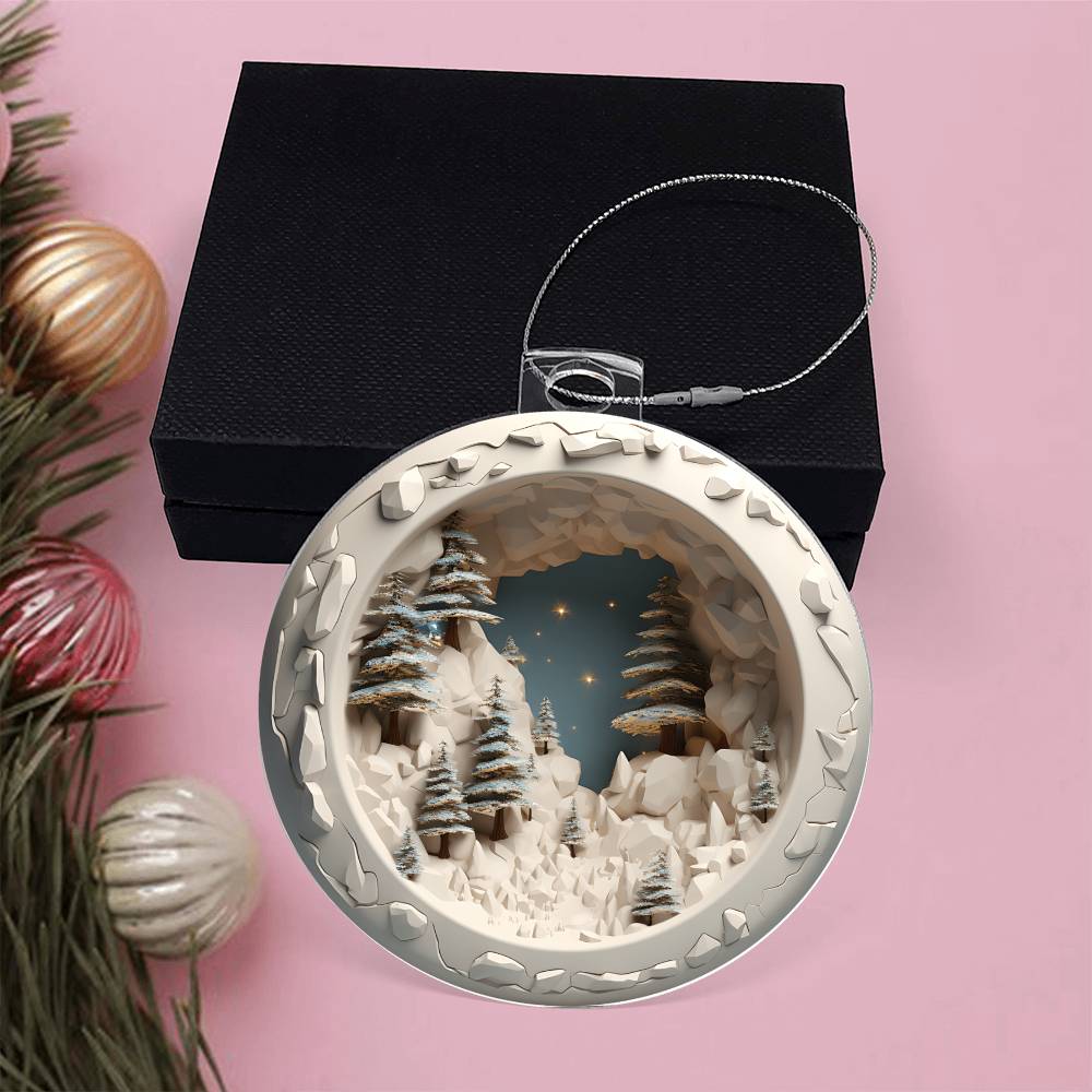 Winter Scene 3d Effect Acrylic Ornament-[product type]