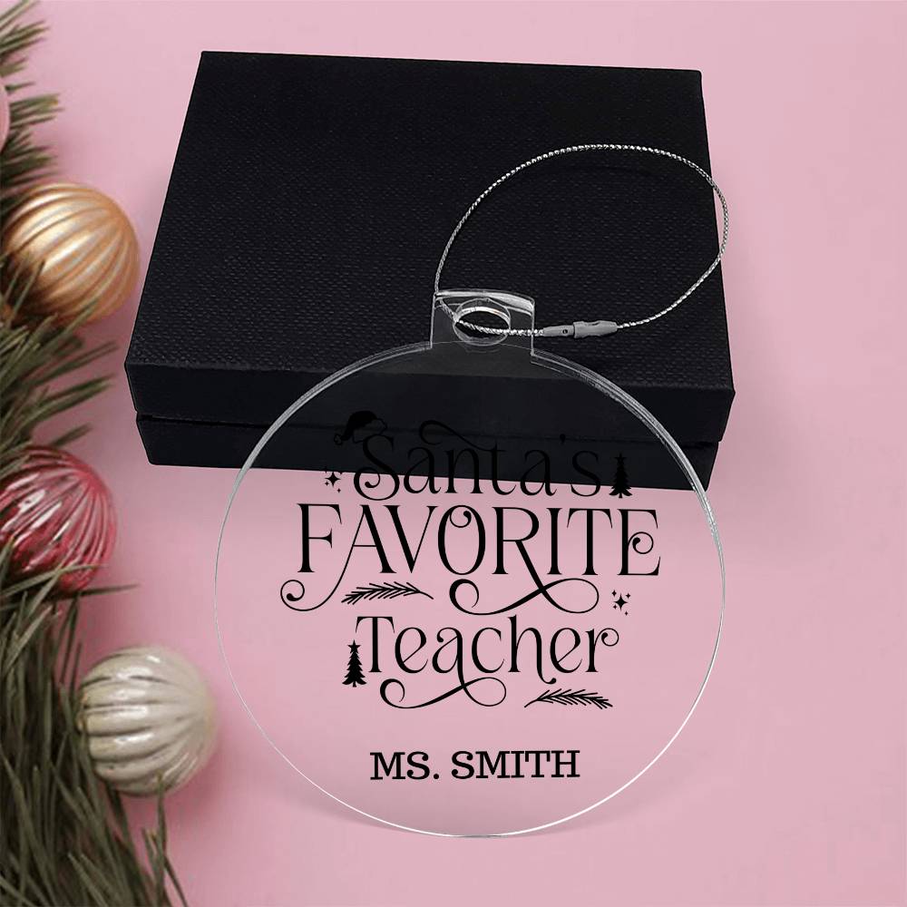 Santa's Favorite Teacher Personalized Christmas Ornament-[product type]