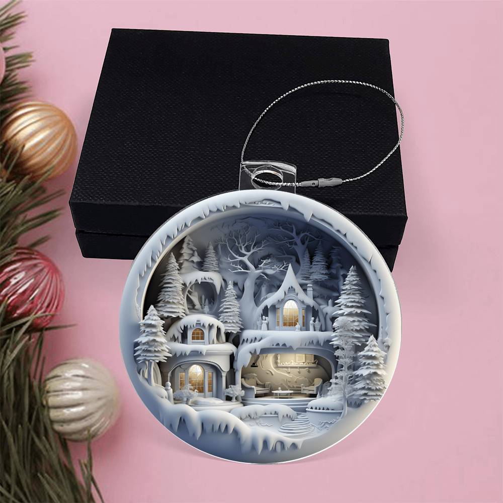 Winter Scene 3d Effect Acrylic Ornament-[product type]