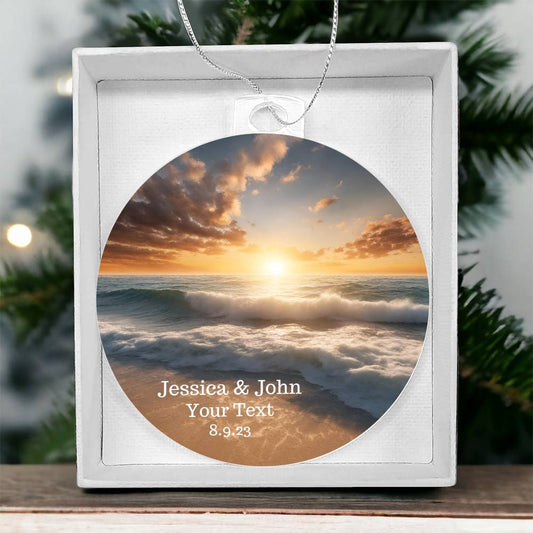 Personalized Beach Coastal Christmas Tree Ornament-[product type]