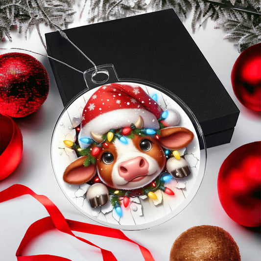 Cow Breakaway 3D Effect Acrylic Ornament-[Heartfelt Family Gift]