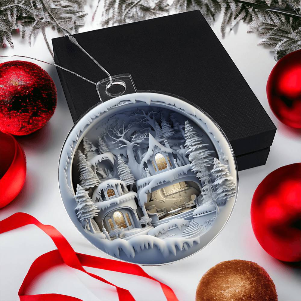 Winter Scene 3d Effect Acrylic Ornament-[product type]